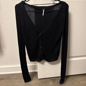 NWOT Free People Black Button-Up Cardigan